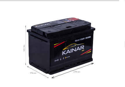 Акумулятор стартерний 6СТ-75 АПЗ (-/+) KAINAR EFB